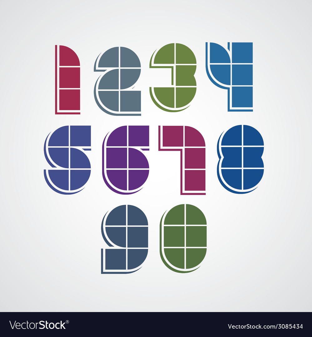 Digital style simple geometric numbers made