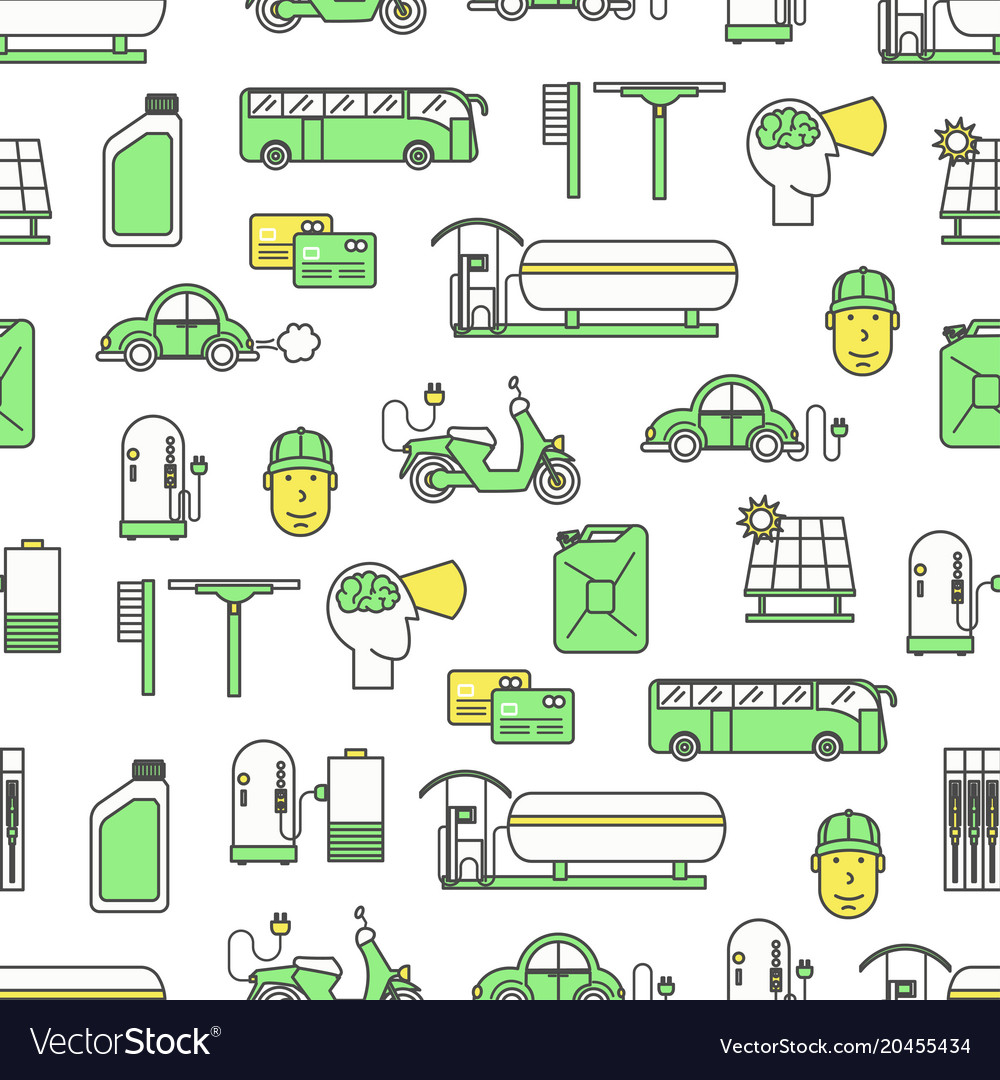 Flat line art fueling seamless pattern