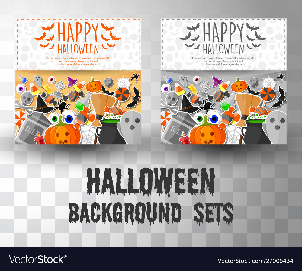 Halloween flat banner template background sets