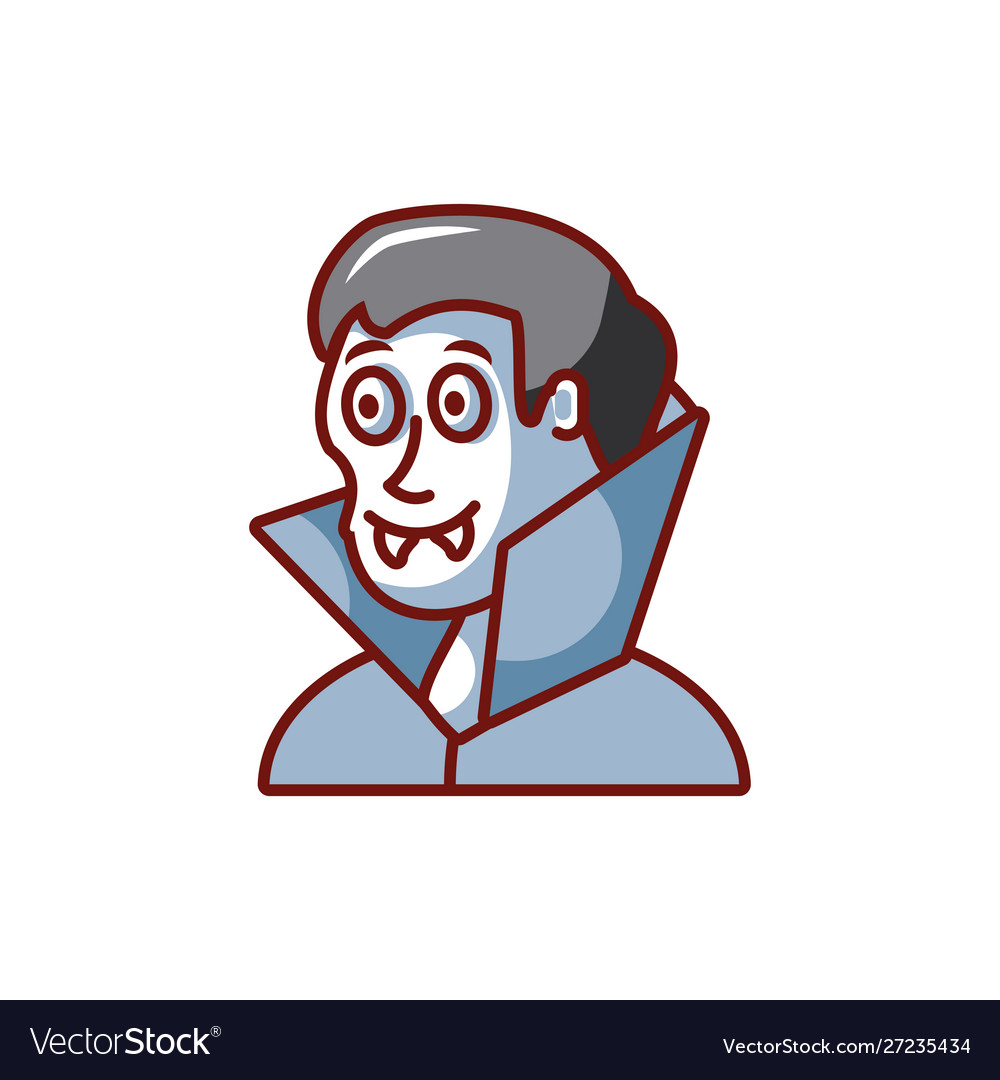 Head vampire with fangs in white background