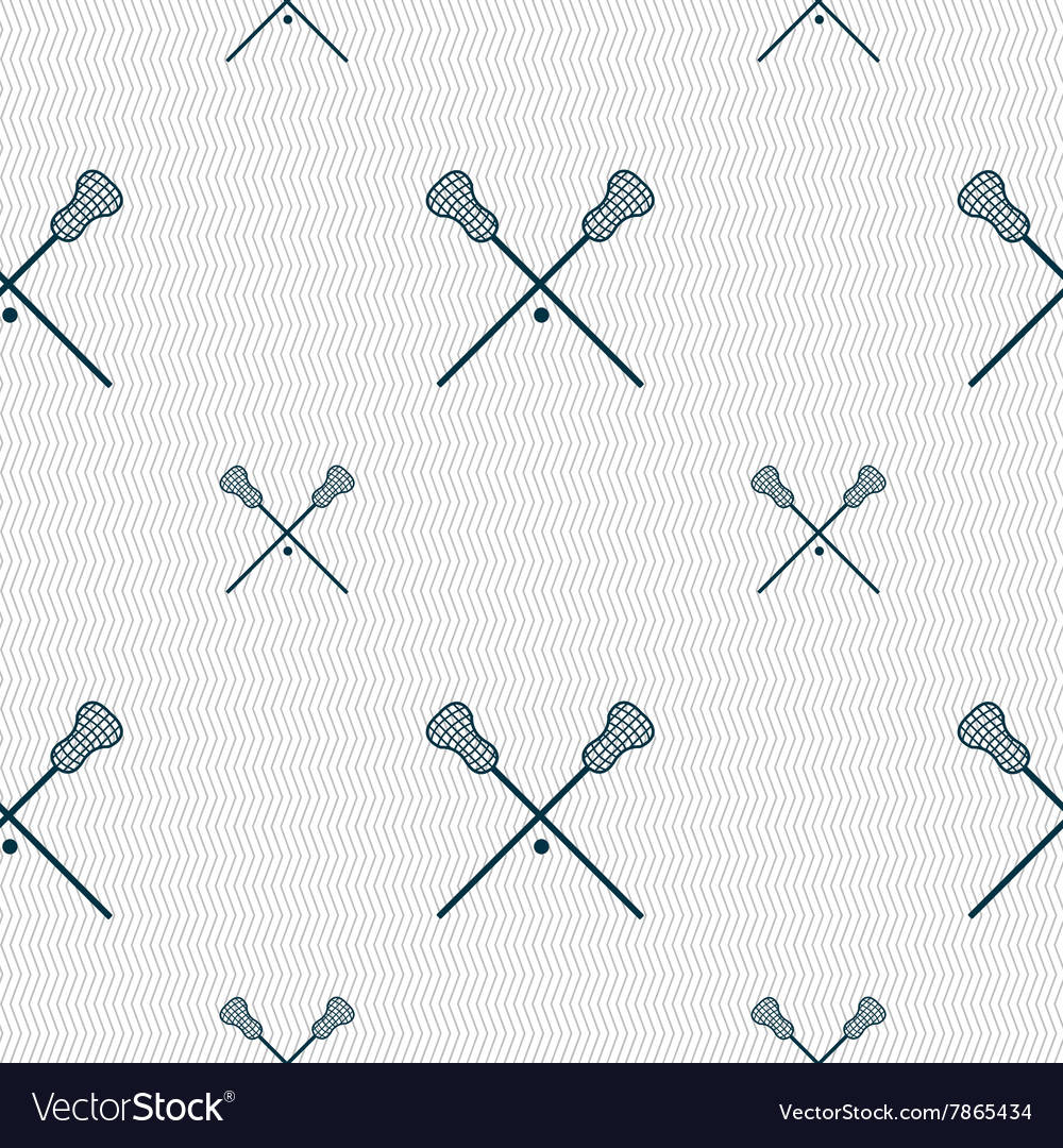 Lacrosse sticks crossed icon sign seamless pattern