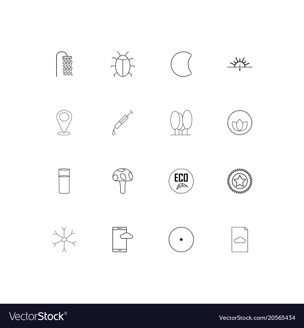 Nature simple linear icons set outlined