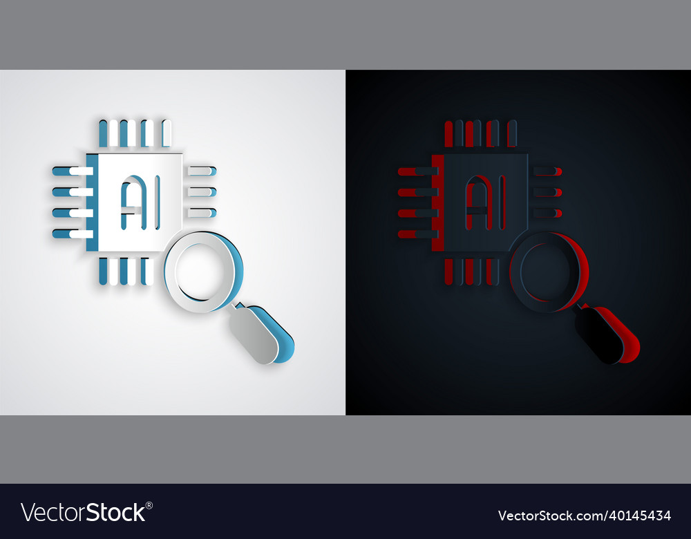 Paper cut computer processor with microcircuits vector image Paper cut computer processor with microcircuits