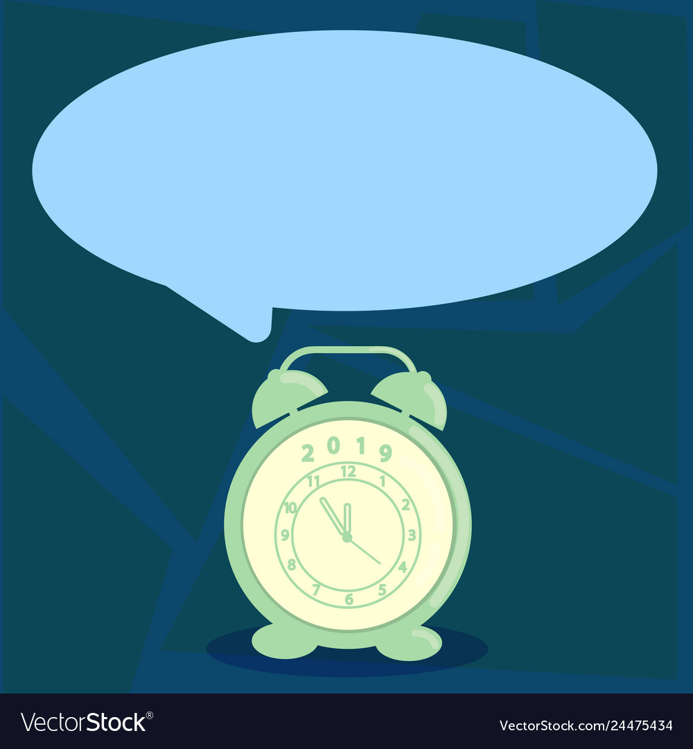 Round shape blank speech bubble and analog alarm vector image Round shape blank speech bubble and analog alarm