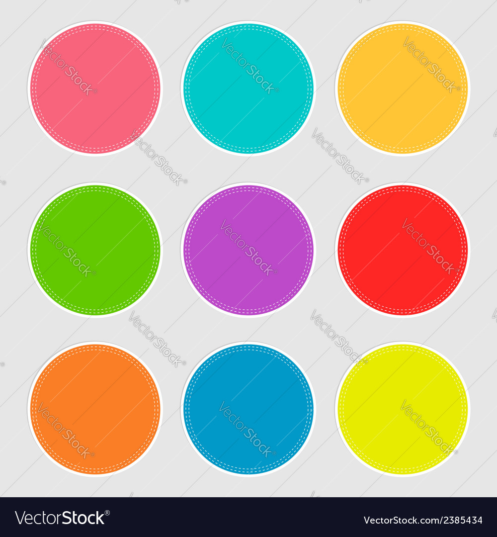Round tag label set with dash line in flat design