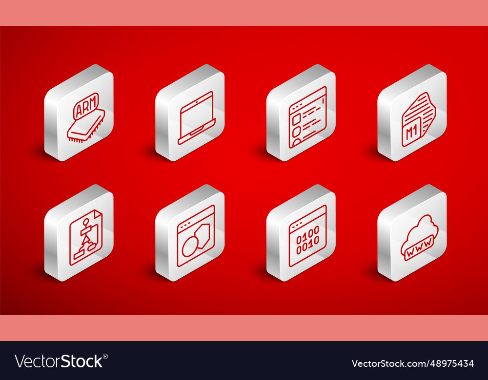 Set line web development laptop browser files vector image Set line web development laptop browser files
