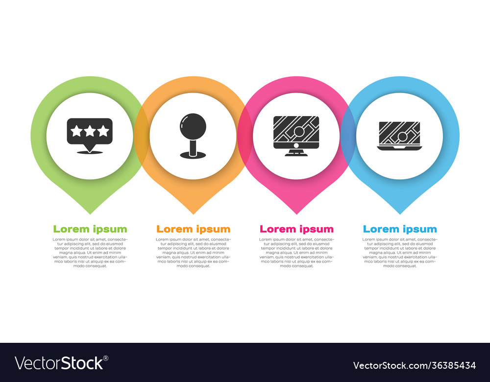 Set map pointer with star push pin monitor vector image Set map pointer with star push pin monitor