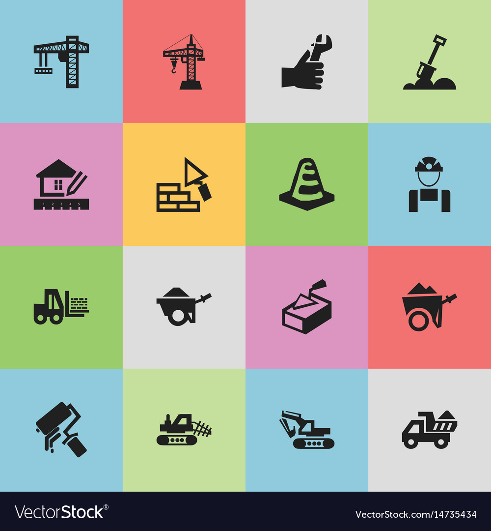 Set of 16 editable structure icons includes