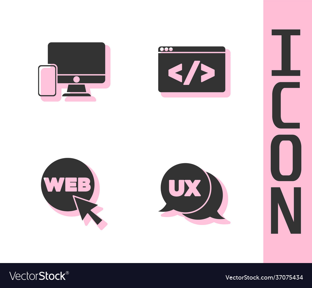 Set ui or ux design monitor and mobile web
