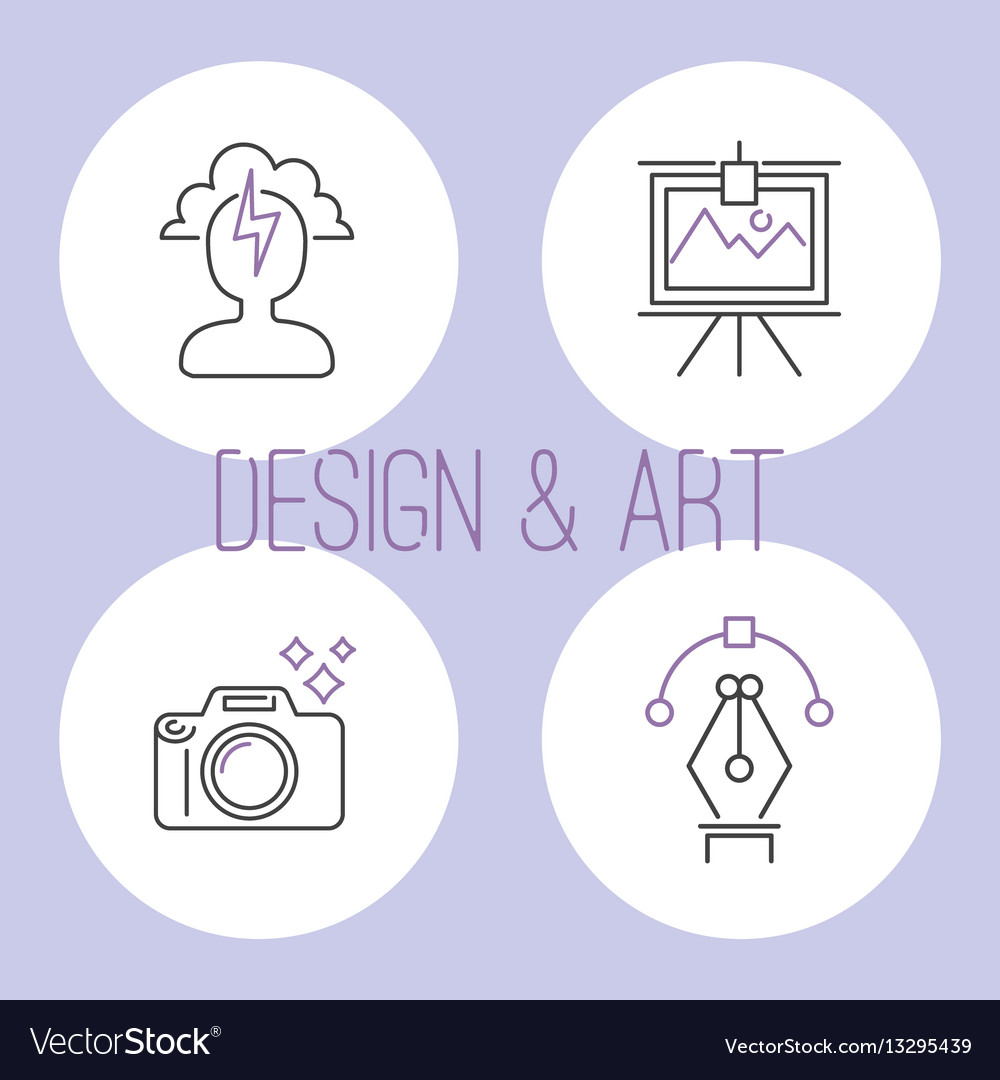 Art icons set design linear