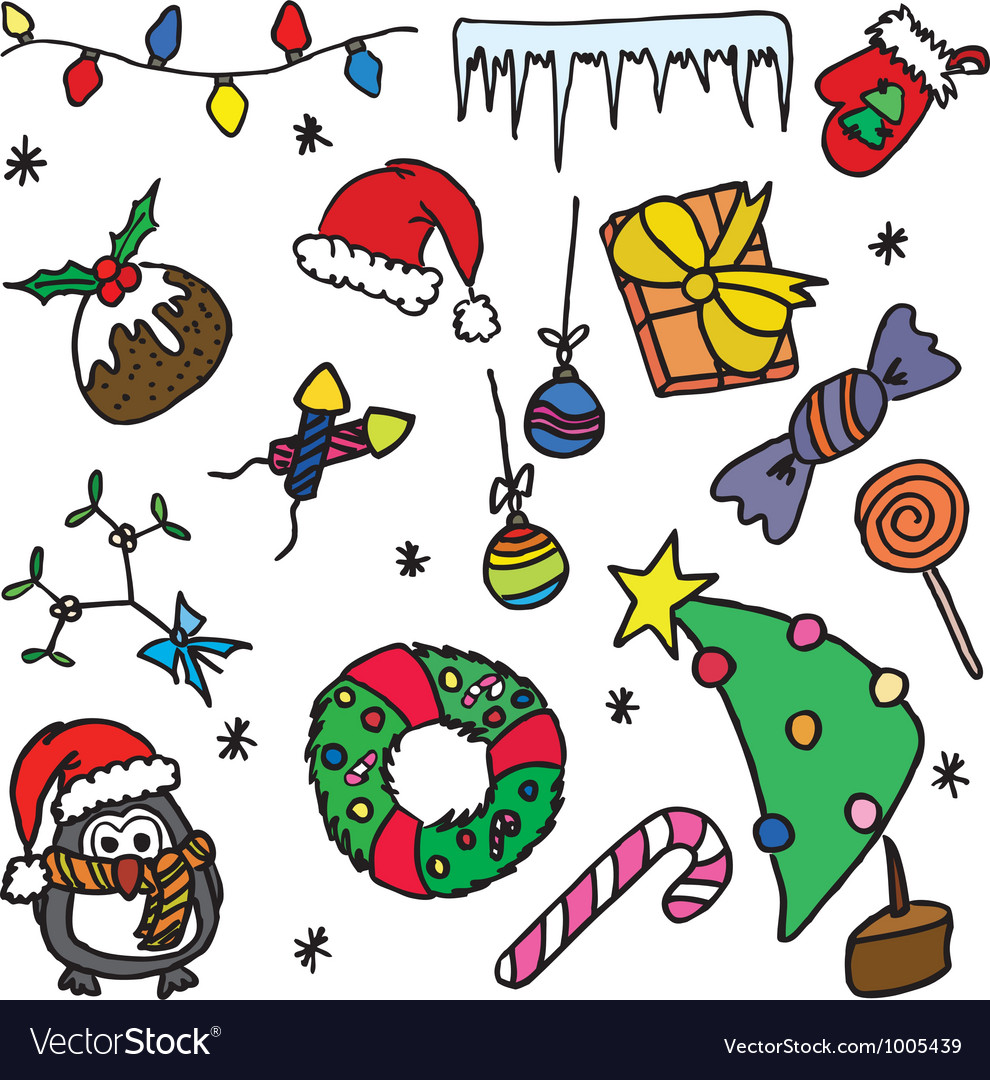 Christmas doodle set Royalty Free Vector Image