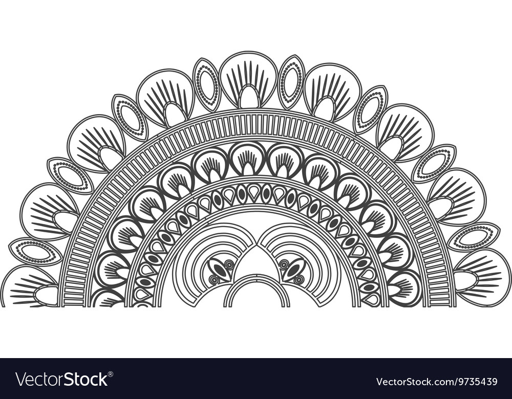 Circular decorative line half mandala icon Vector Image