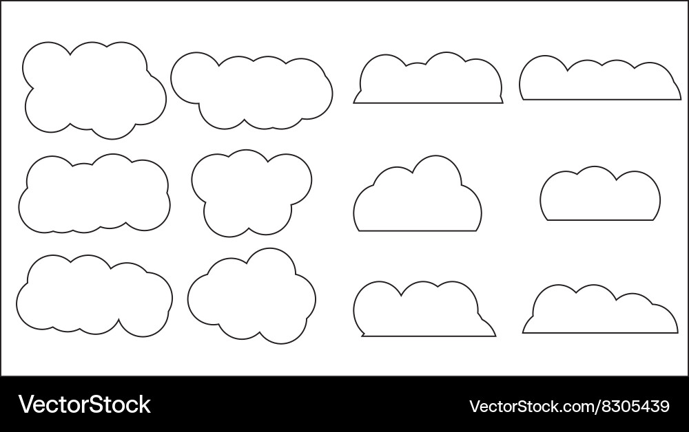 Cloud set icon linear style Royalty Free Vector Image