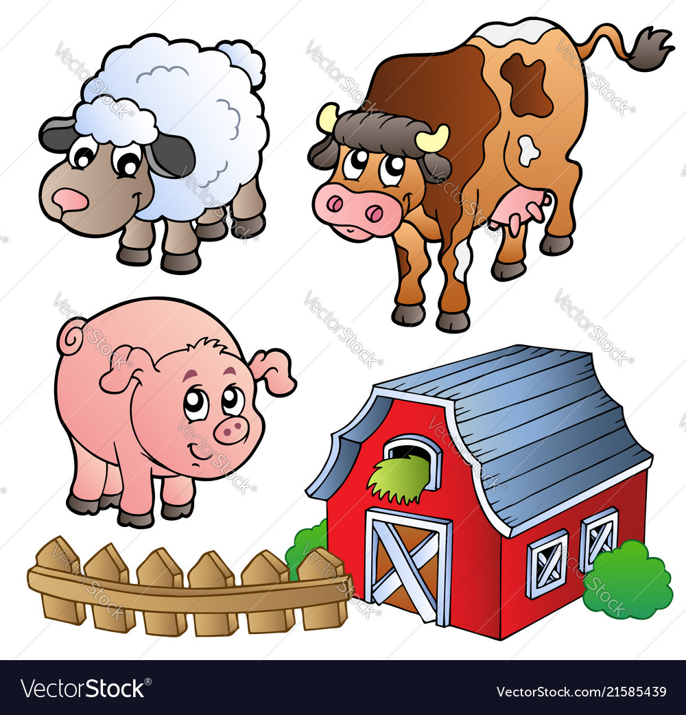 Collection various farm animals Royalty Free Vector Image