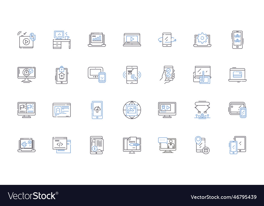 Connectivity line icons collection nerking Vector Image