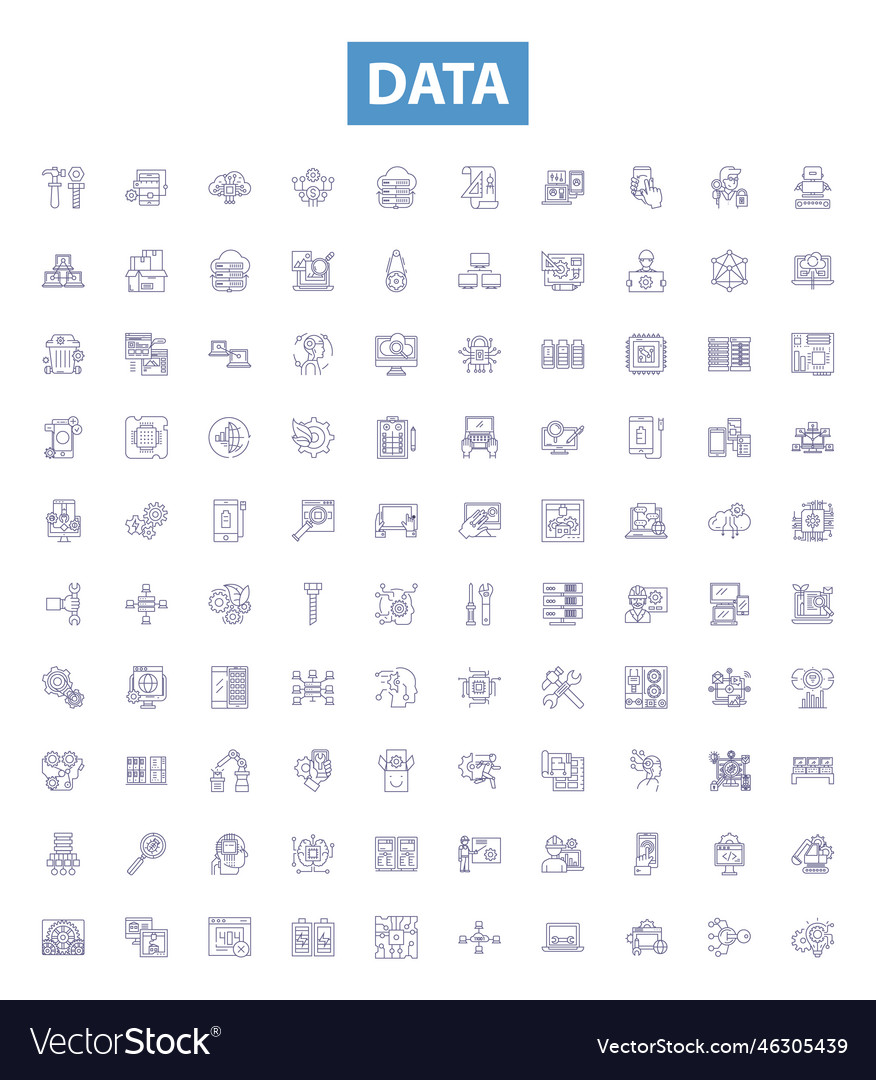 Data line icons signs set analytics vector image Data line icons signs set analytics