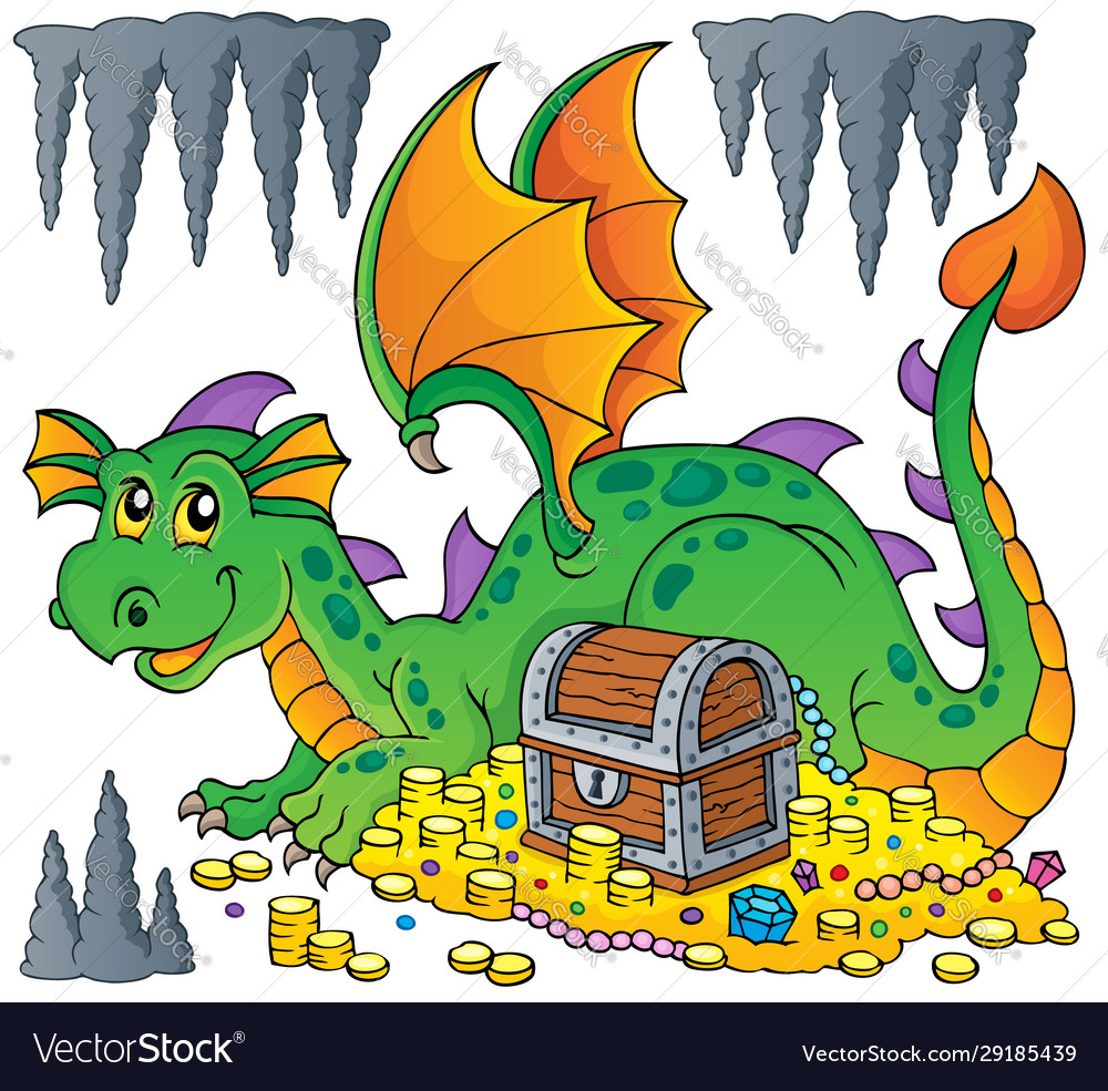 Dragon with treasure theme image 1