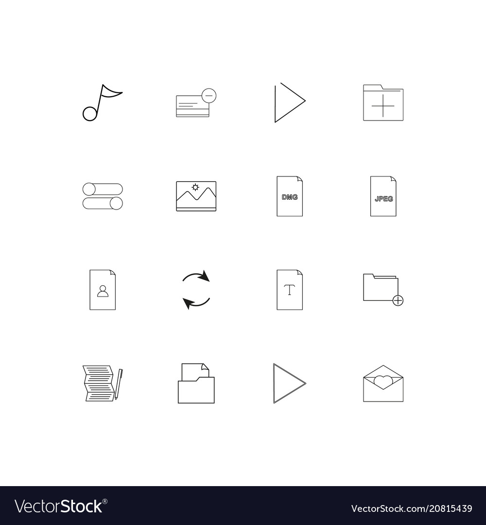 Files and folders sign linear thin icons set