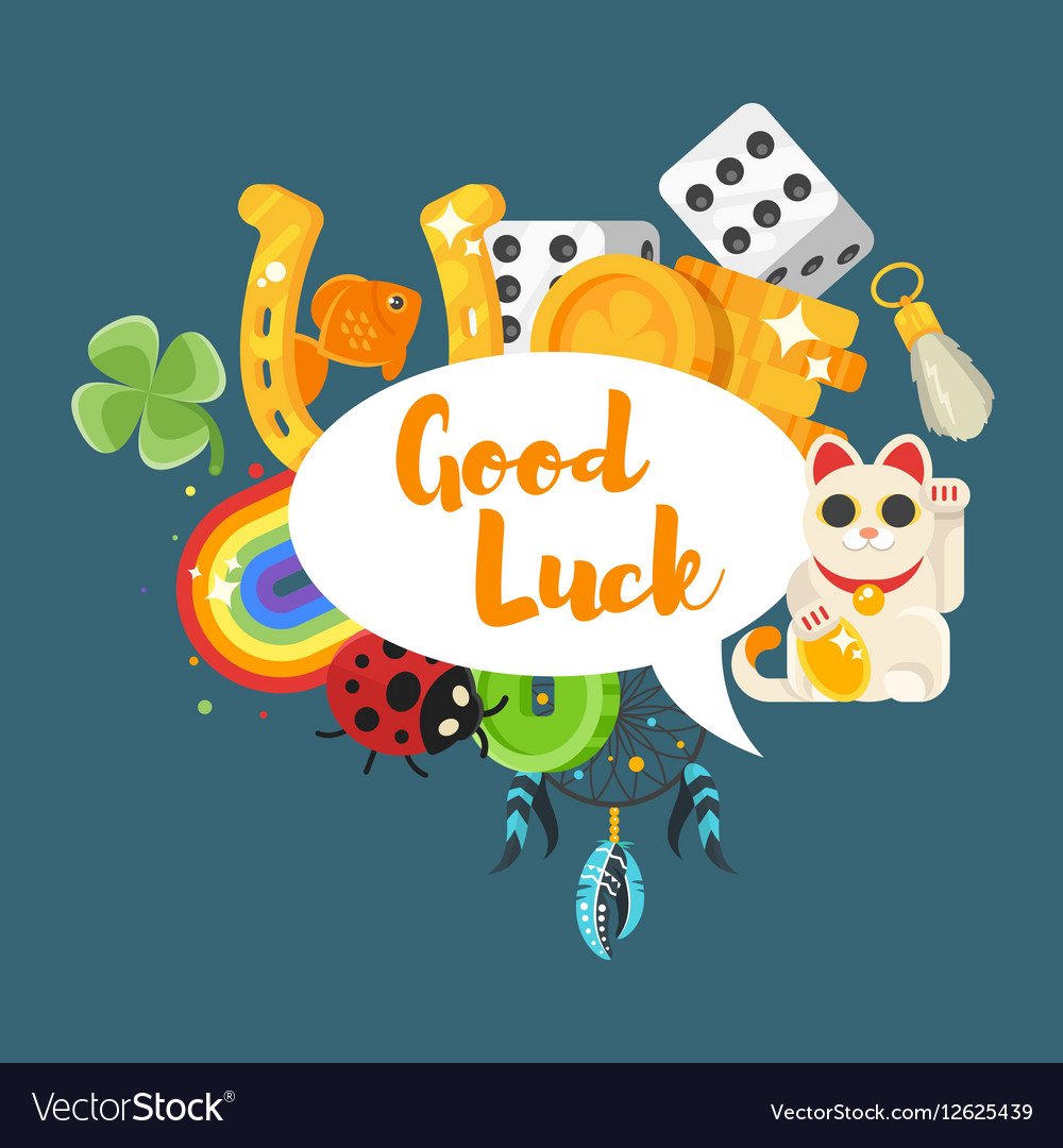 Flat style set of luck objects