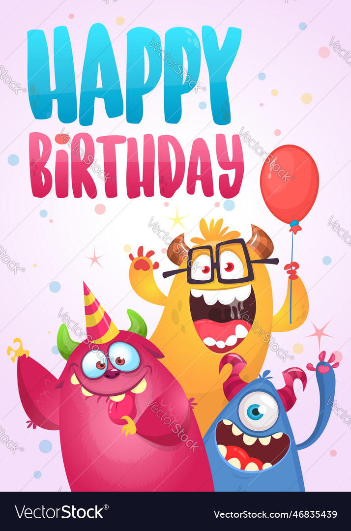 Funny cartoon monster characters set card Vector Image