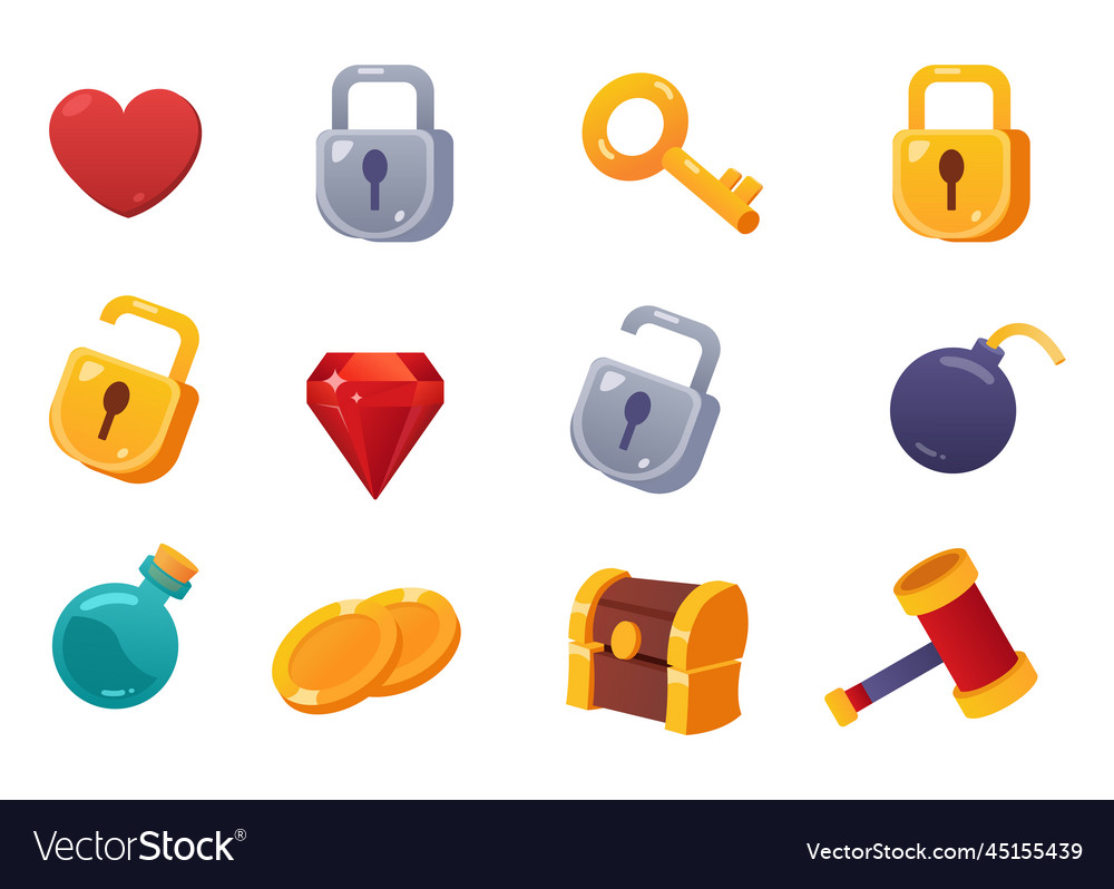 Game ui icons mobile application or vector image Game ui icons mobile application or