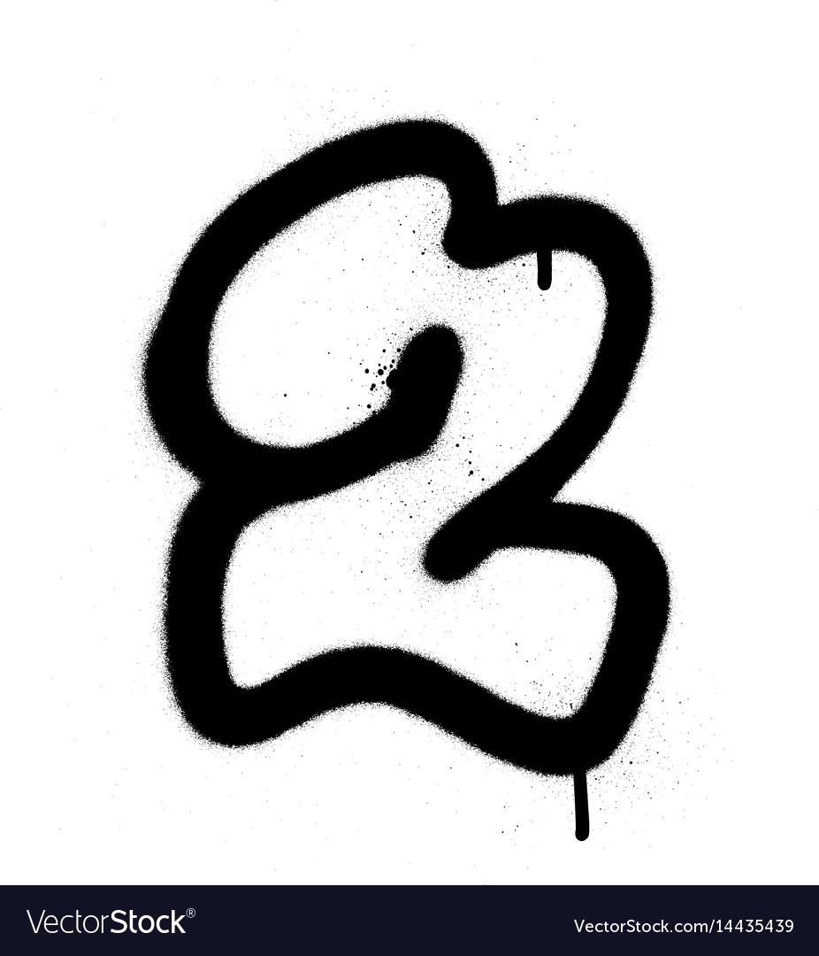 Graffiti bubble font number 2 in black on white Vector Image