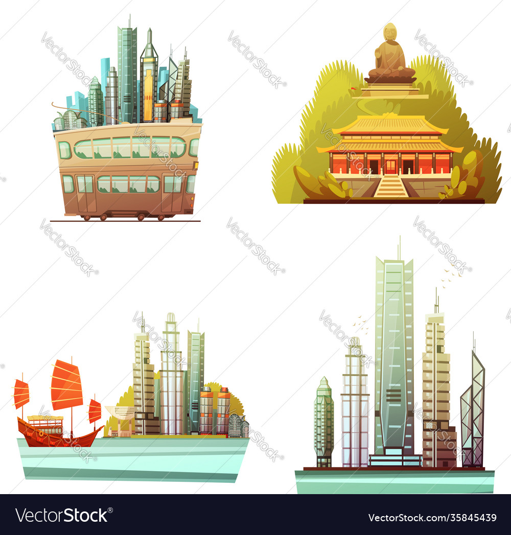 Hong kong 2x2 design concept Royalty Free Vector Image