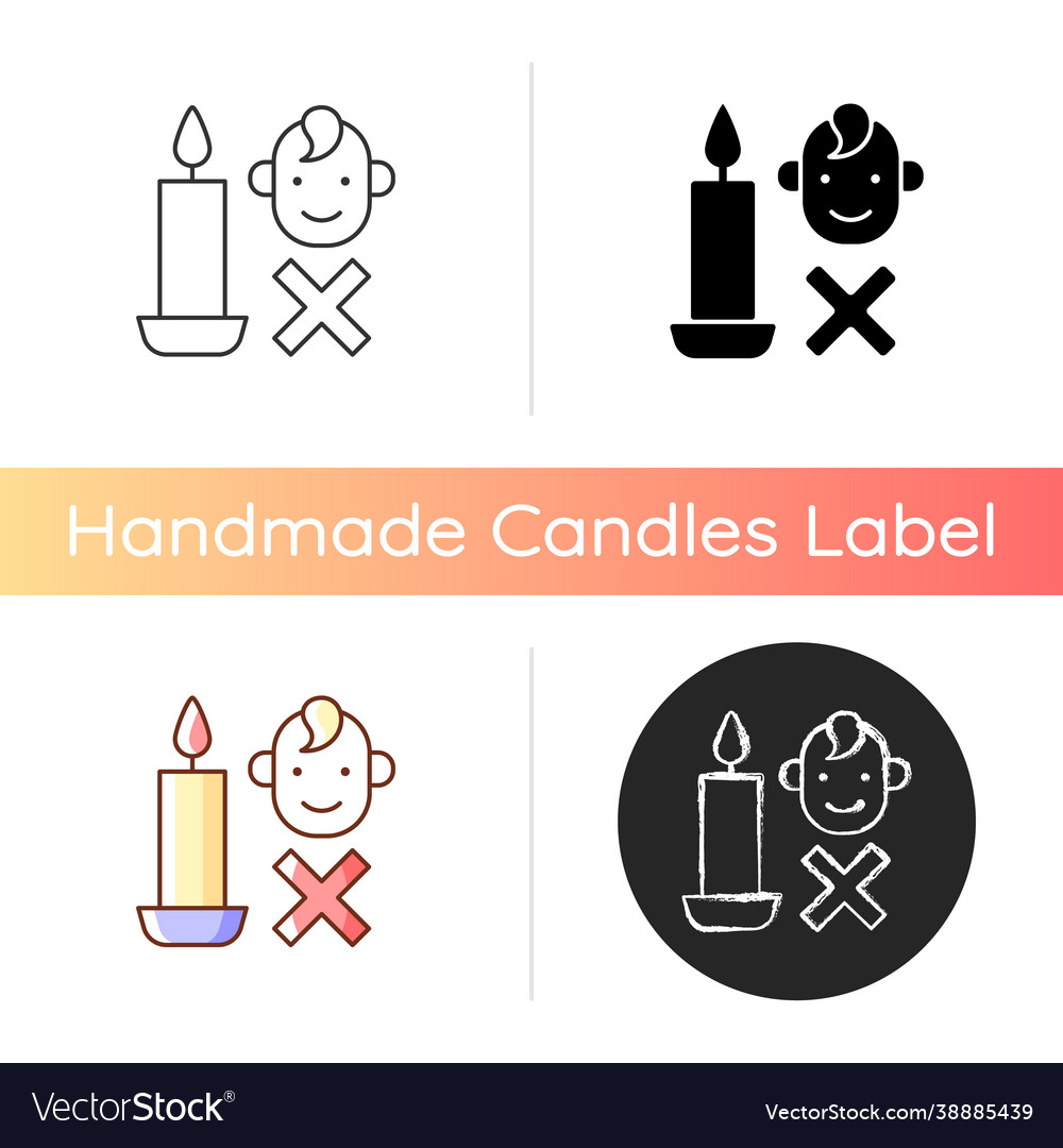 Keep kids away from candles manual label icon