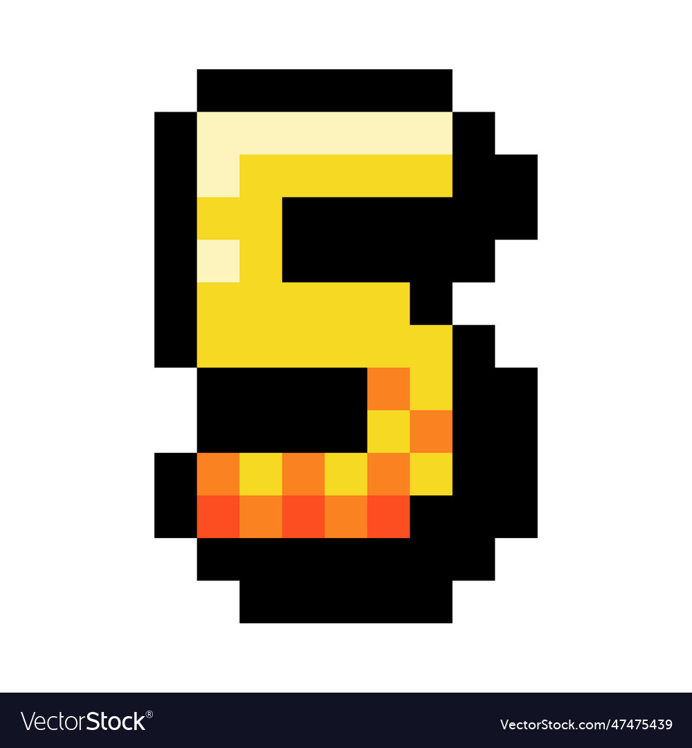 Pixel 8 bit number five or numeral vector image Pixel 8 bit number five or numeral