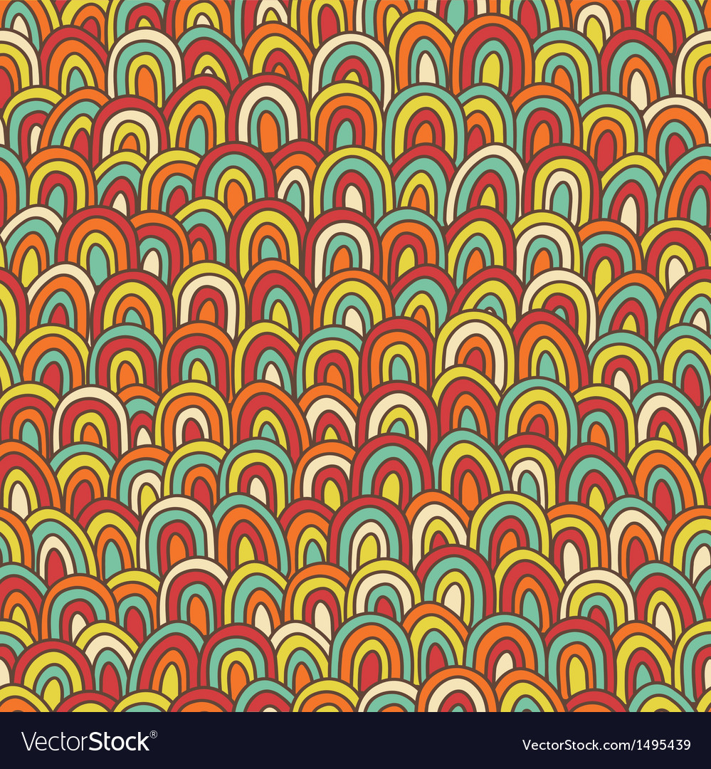 Retro seamless pattern in doodle style