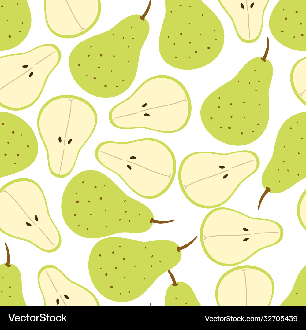 Seamless pattern with hand drawn pear fruit Vector Image