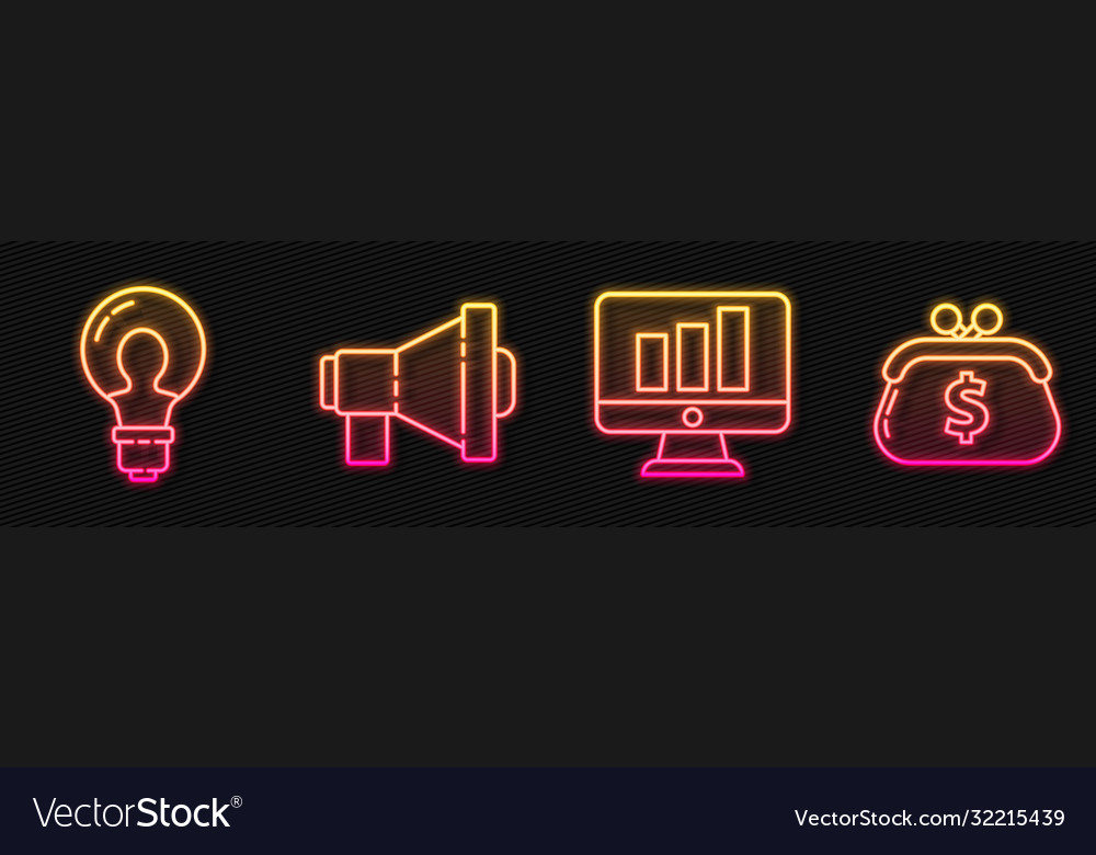 Set line monitor with graph chart light bulb