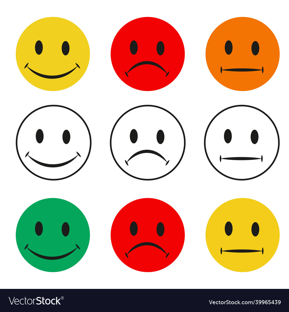 Set of nine multi-colored smiley face score