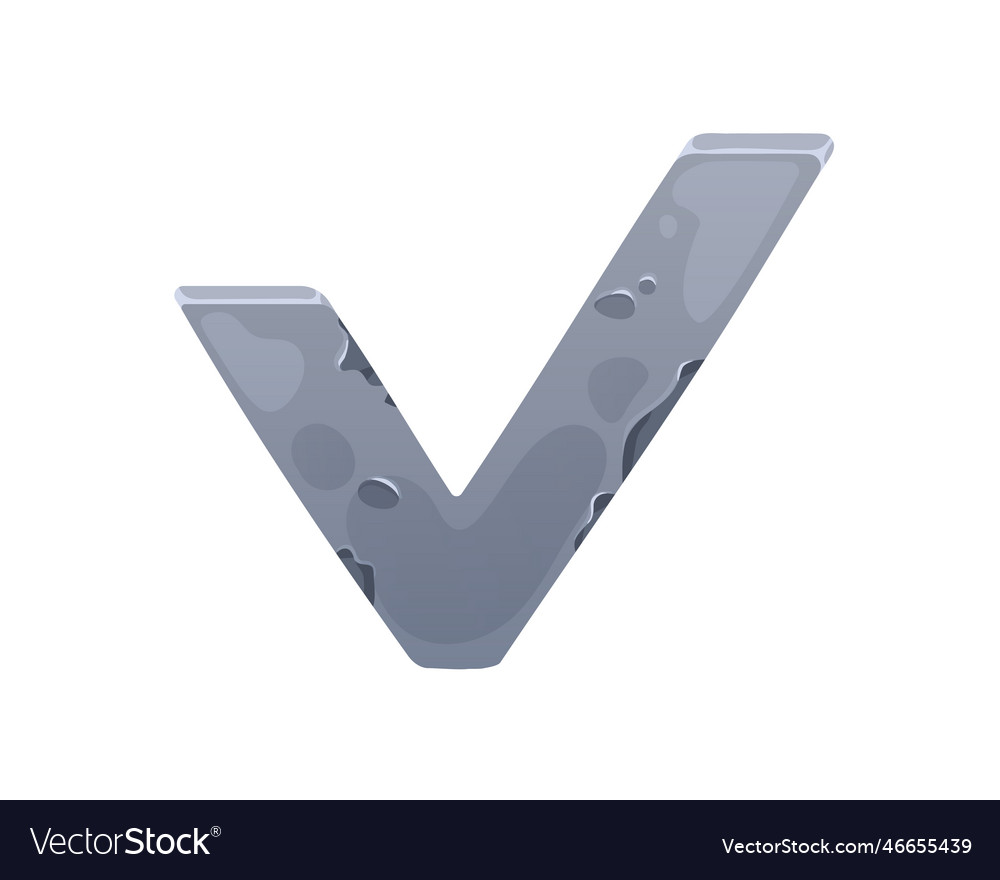 Stone checkbox tick metal plaque button for gui vector image Stone checkbox tick metal plaque button for gui
