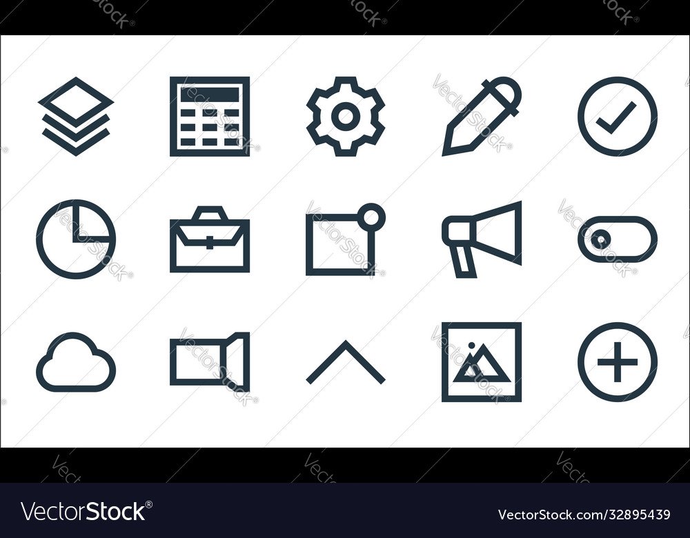 User interface line icons linear set quality vector image User interface line icons linear set quality