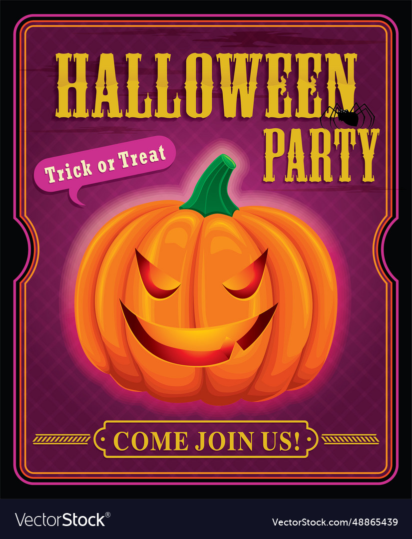 Vintage halloween party poster design Royalty Free Vector