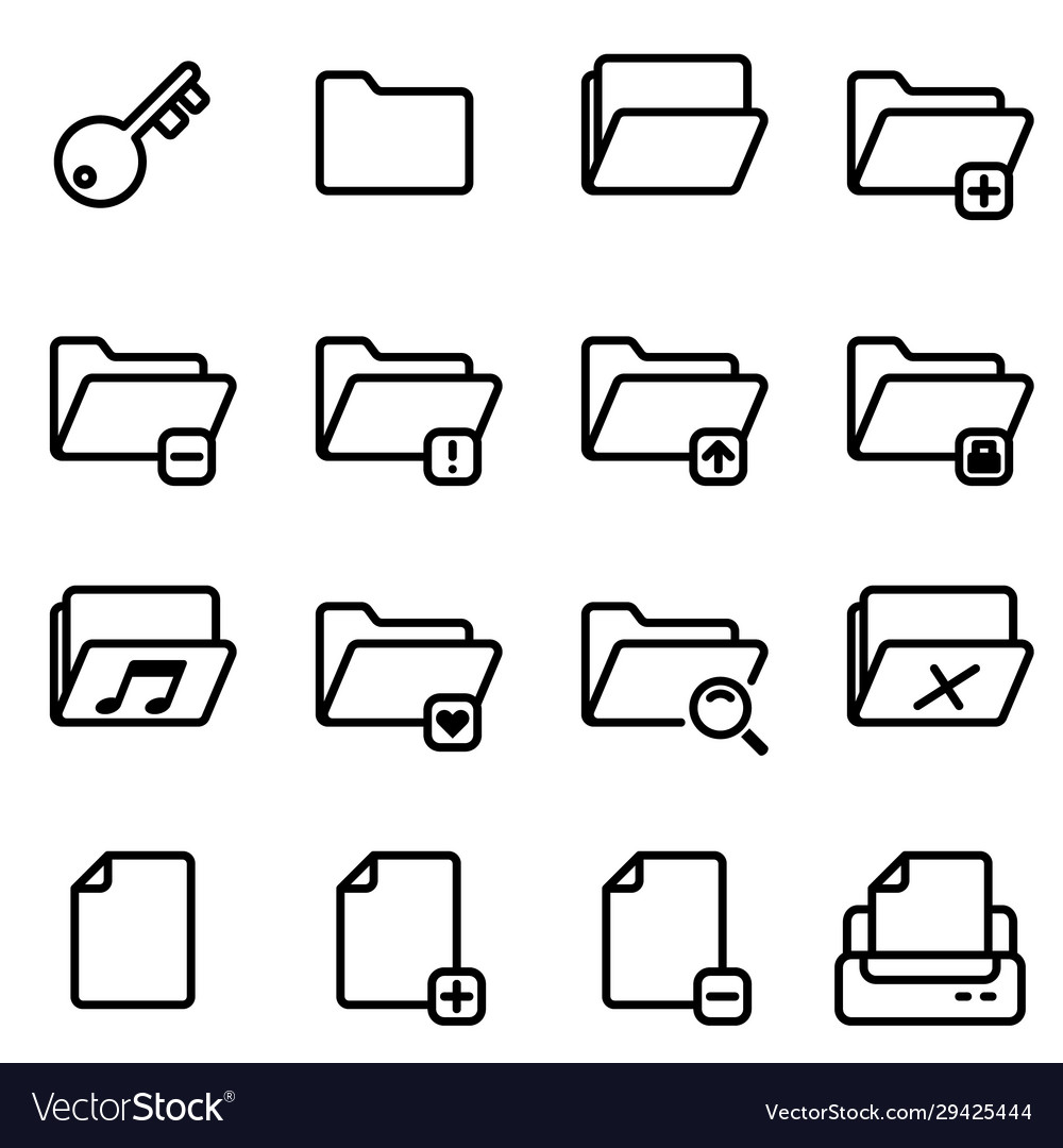 16 pixel perfect line icons set document Vector Image