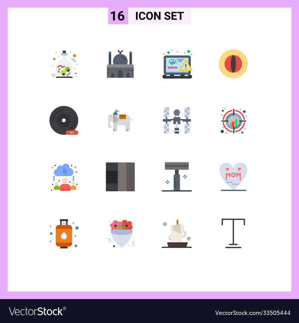 16 user interface flat color pack modern signs Vector Image