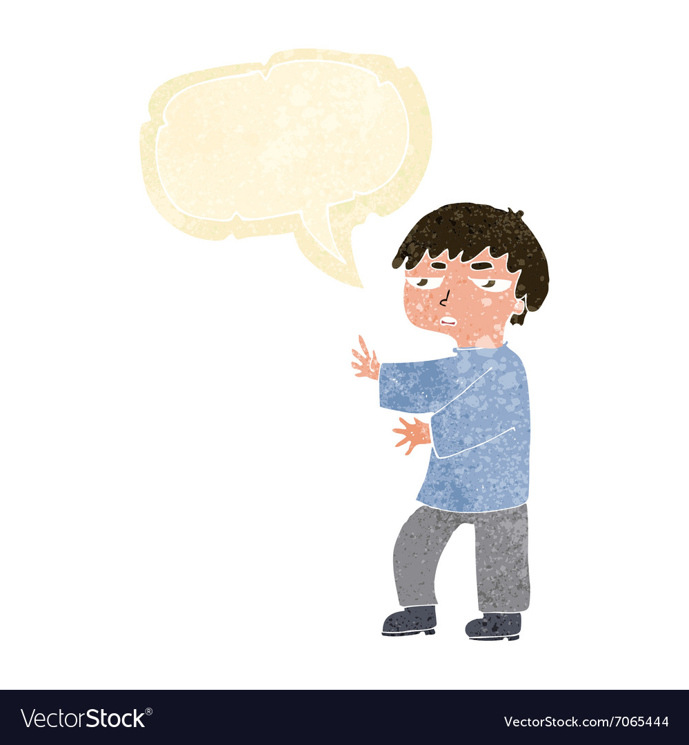 Cartoon man gesturing with speech bubble