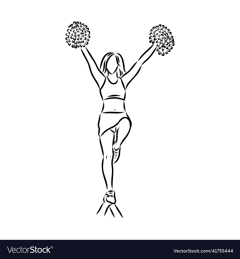 Cheerleader sketch cheerleading sketch Royalty Free Vector