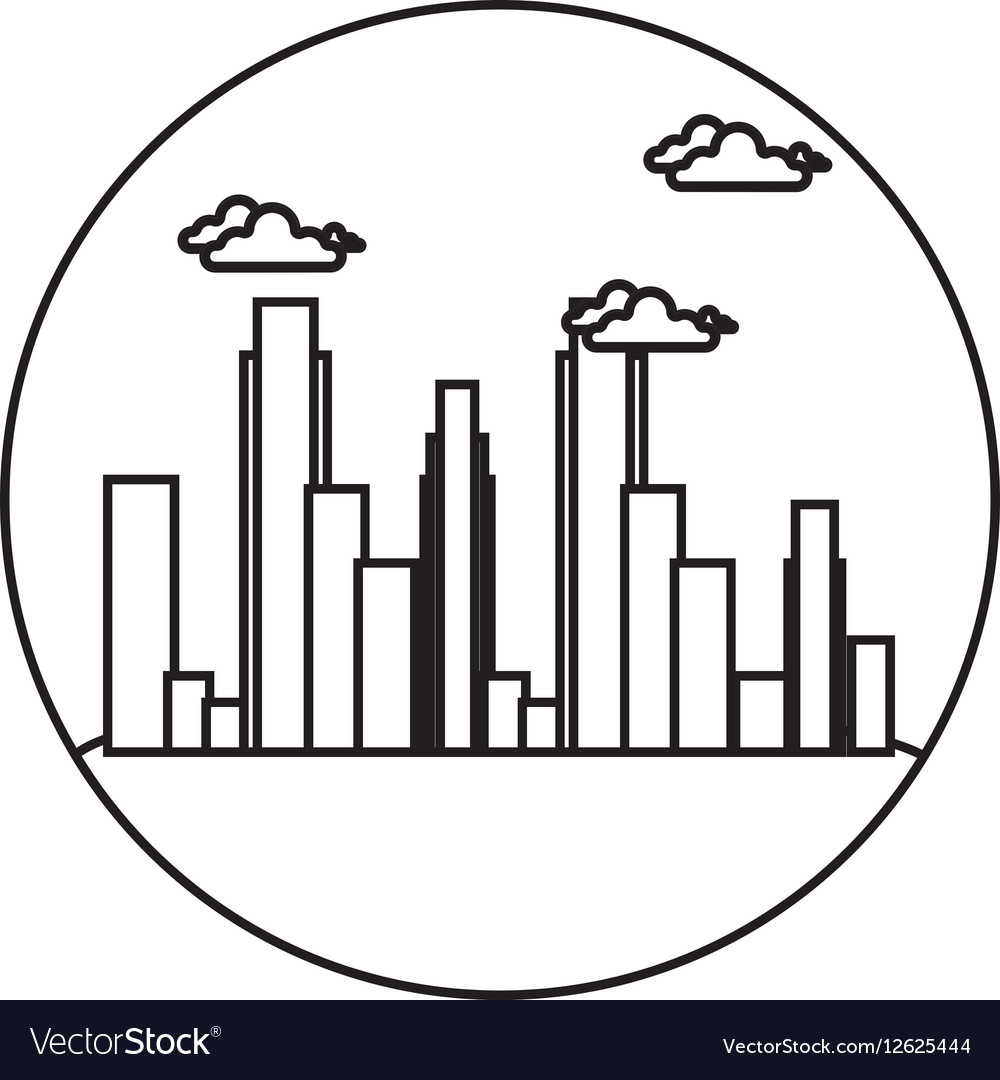 Cityscape buildings skyline icon