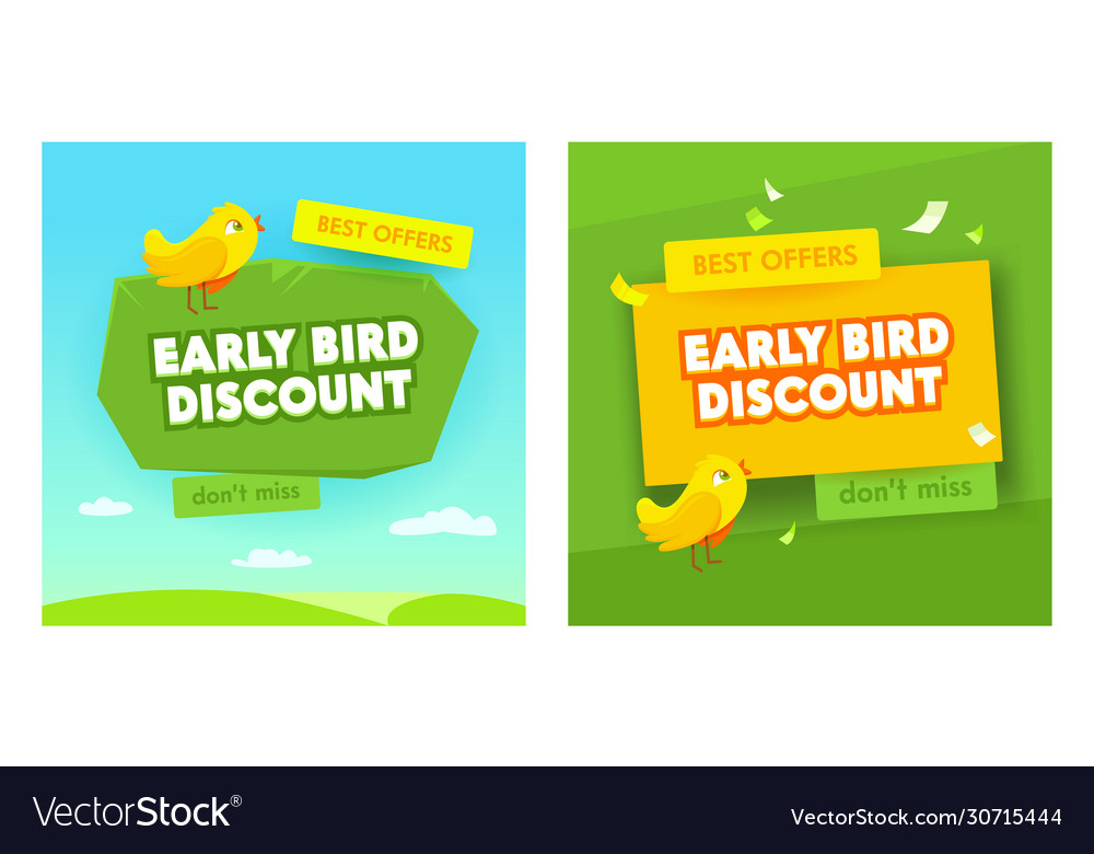 Early bird sale banners set advertising discount