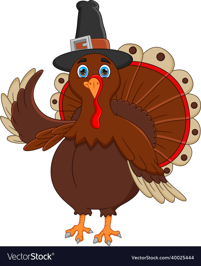 Funny turkey cartoon on white background Vector Image