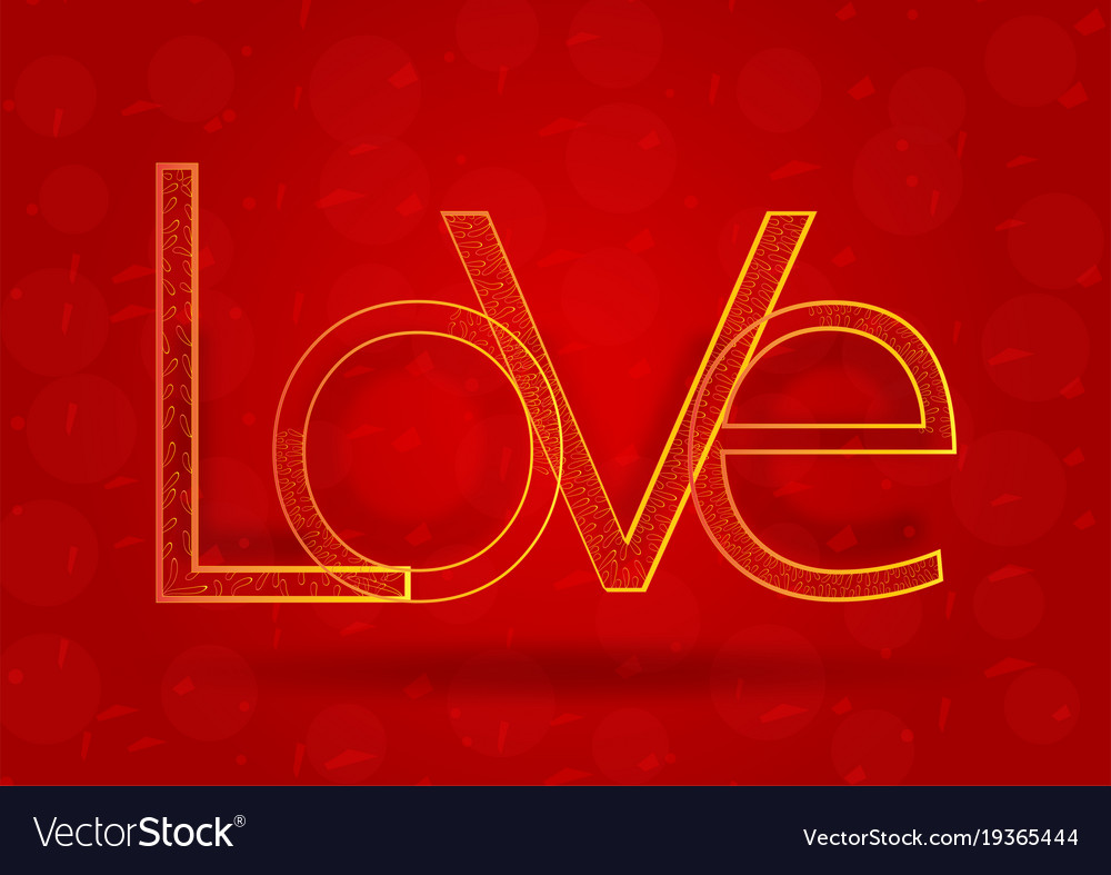 Golden typography text on red background