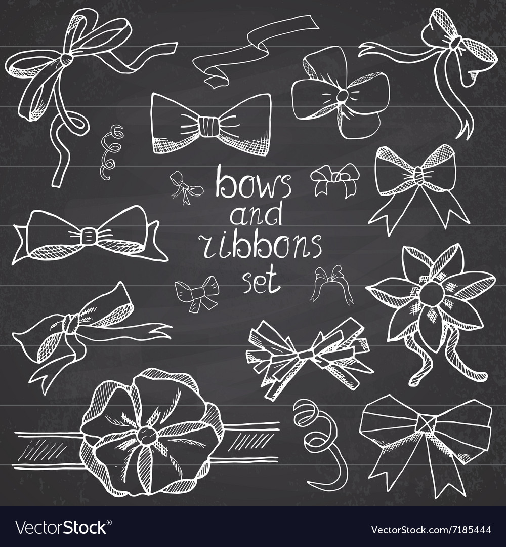 Hand drawn ribbons and bows set a collection