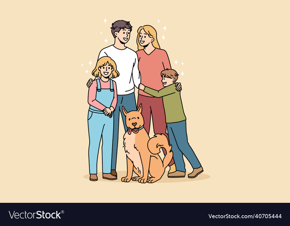 Happy family and pets concept