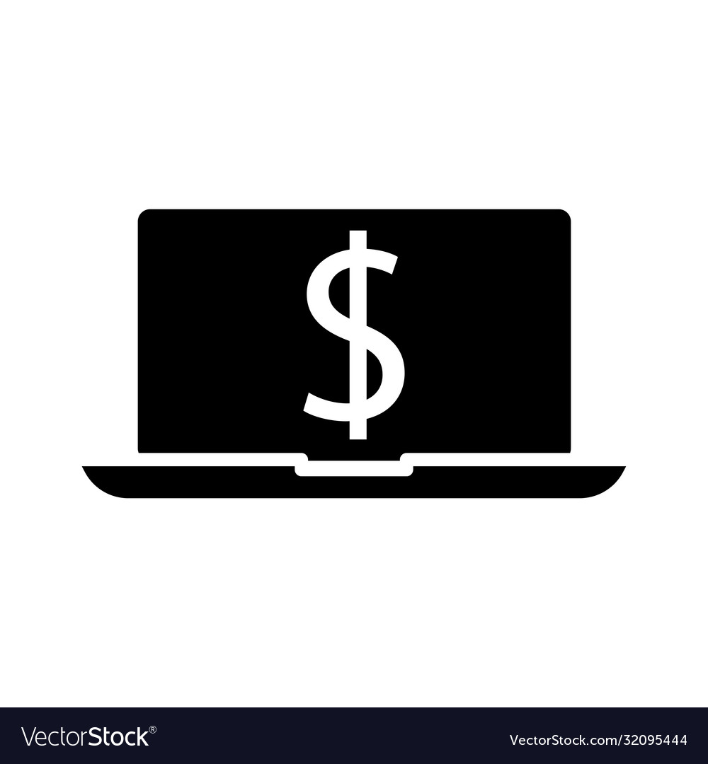 Laptop with dollar symbol silhouette style icon Vector Image