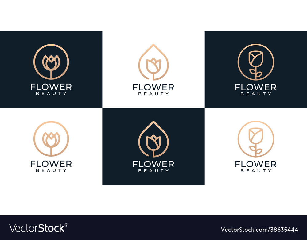 Luxury beauty flower nature logo collection