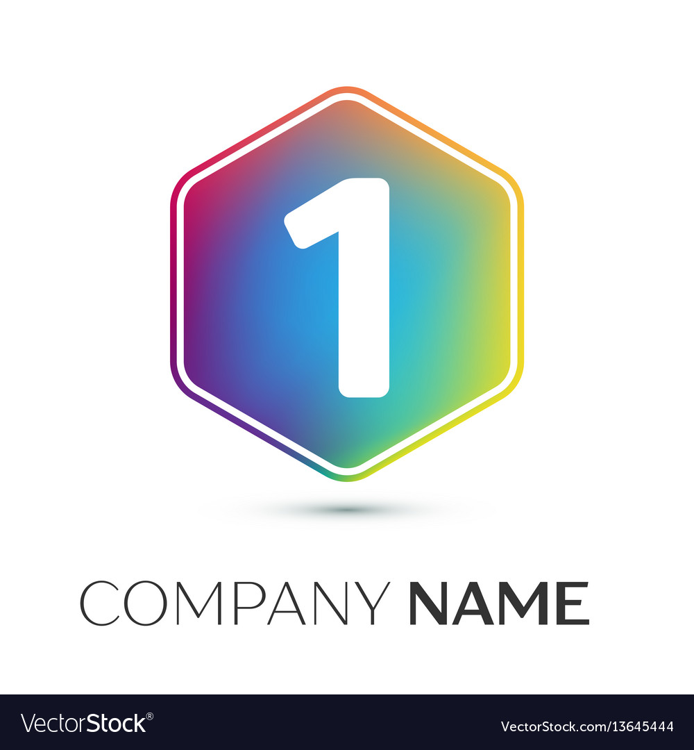 Number One Logo Symbol In The Colorful Hexagonal Vector Image