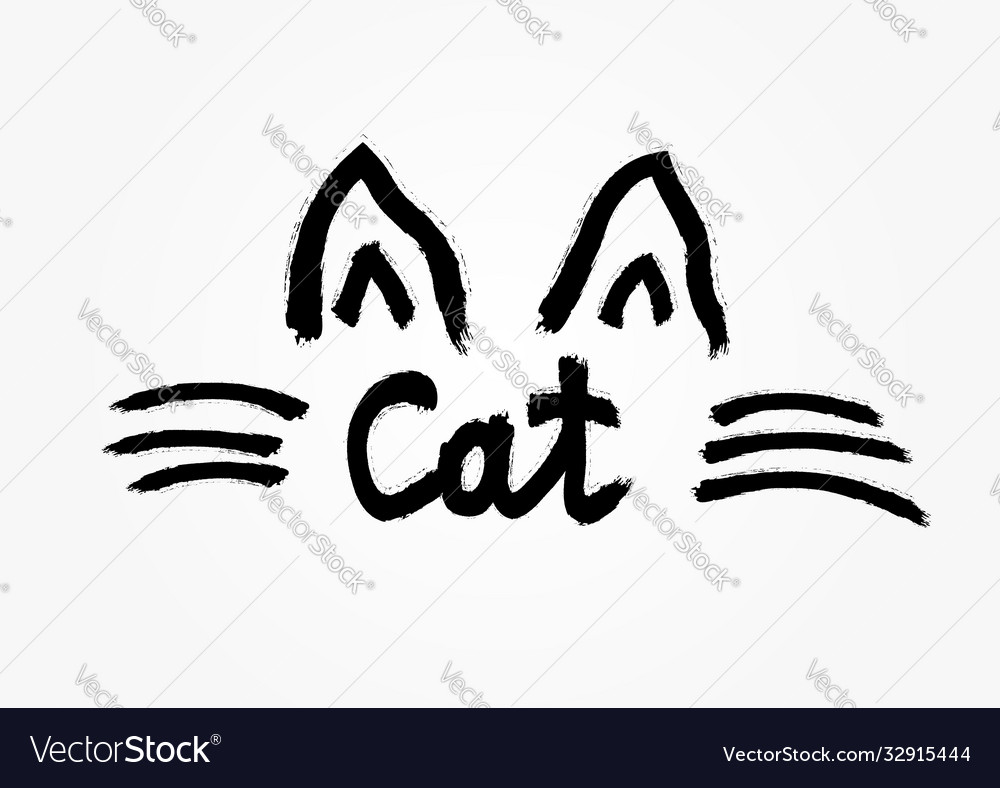 Outline cats ears and whiskers drawn